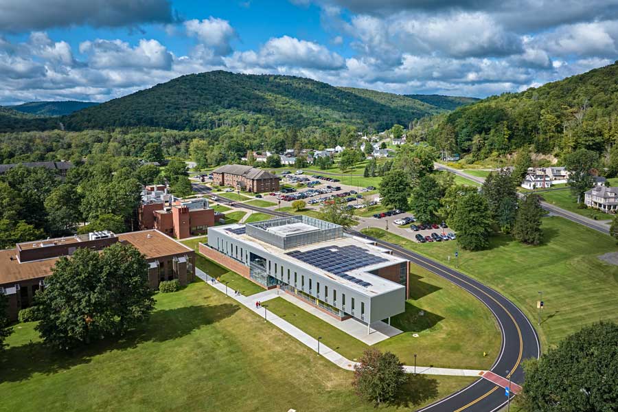 An aerial shot of the George Duke engineering building