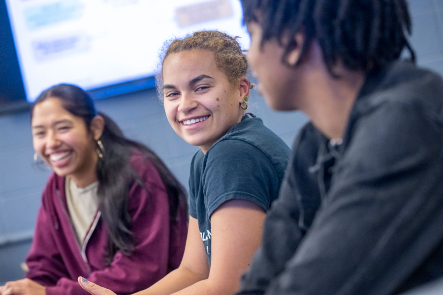 Students talking in class