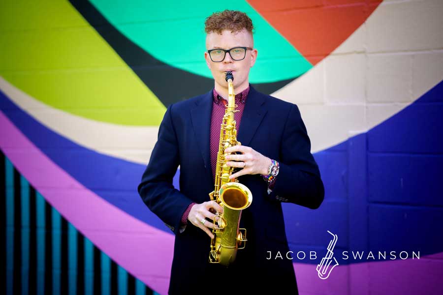 Jacob Swanson playing the saxophone