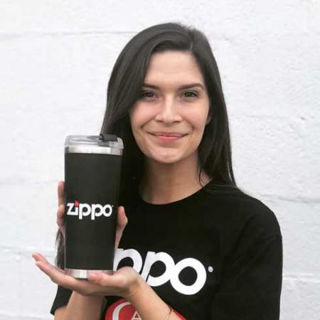 Brianna Payne holding Zippo cup